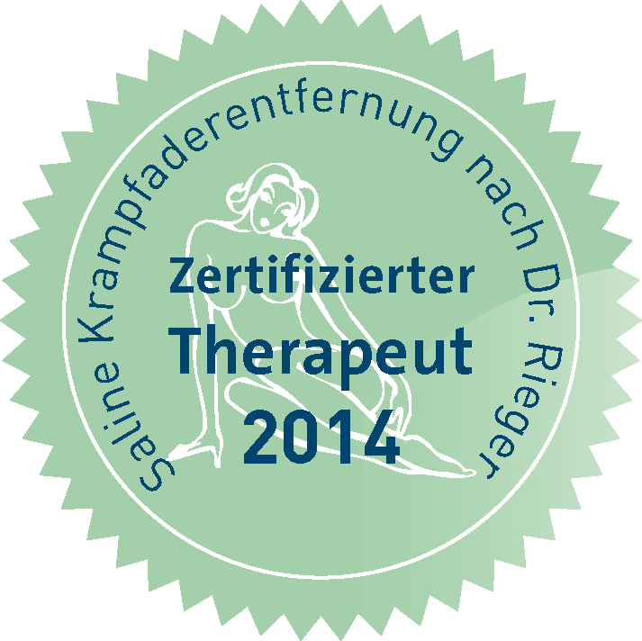 Saline Krampfaderentfernung nach Dr. Rieger - 
					Zertifizierter Therapeut 2014